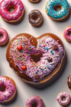 Donut in the shape of a heart. Valentine's Day Gift Concept