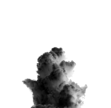 Black smoke cloud on white background.