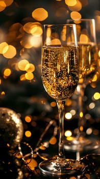 Festive sparkling wine Toast - new year eve background - generative AI