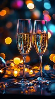 Festive sparkling wine Toast - new year eve background - generative AI