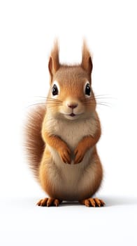 A close up of a cute squirrel against white background - Generative AI