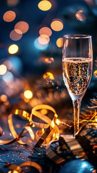 Festive sparkling wine Toast - new year eve background - generative AI