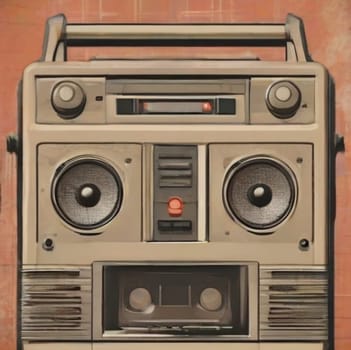 70s 80s hifi audio video equipment retro vintage illustration on old paper ai generated