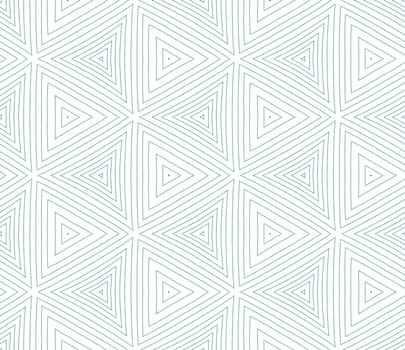 Chevron stripes design. Turquoise symmetrical kaleidoscope background. Geometric chevron stripes pattern. Textile ready creative print, swimwear fabric, wallpaper, wrapping.