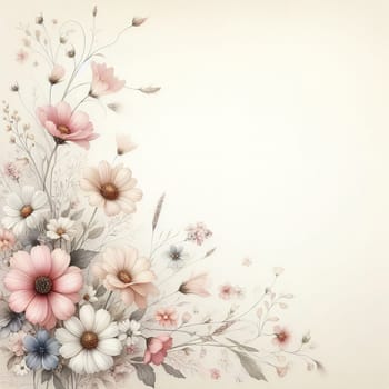 Banner in pastel colors with flowers. High quality illustration