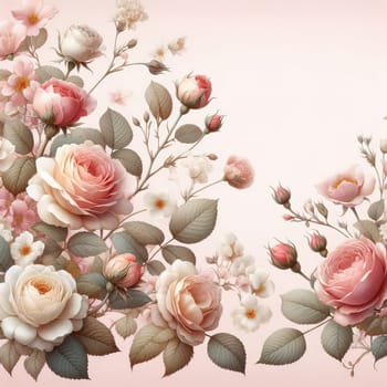 Banner in pastel colors with flowers. High quality illustration