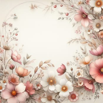 Banner in pastel colors with flowers. High quality illustration