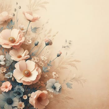 Banner in pastel colors with flowers. High quality illustration