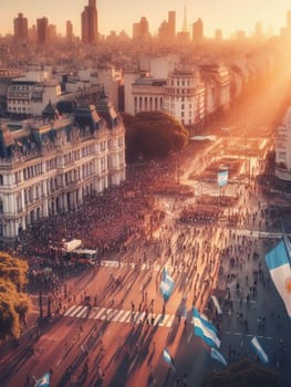 gigantic crowd thousands of people manifesting in buenos aires argentina for event celebration or social issues generative ai art