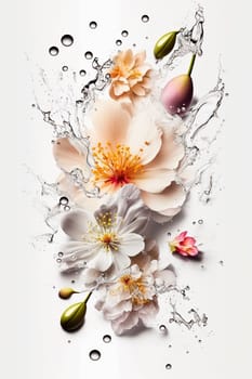 Flowers splash beautiful postcard or place for a subject. Generative AI,