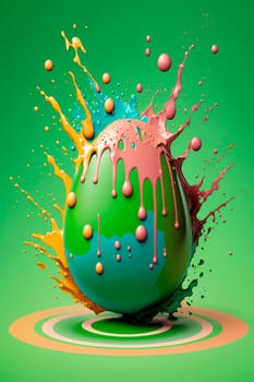 Easter egg splash of colors. Generative AI,