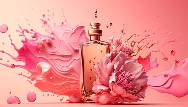 Perfume with floral aroma burst. Generative AI,