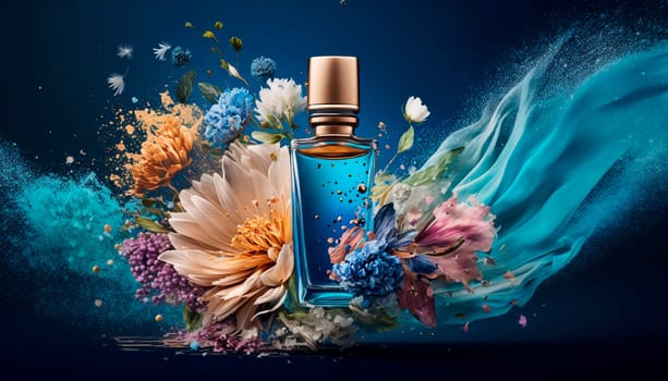 Perfume with floral aroma burst. Generative AI,