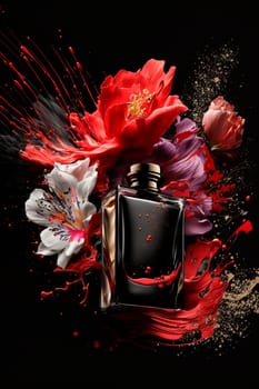 Perfume with floral aroma burst. Generative AI,