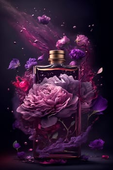 Perfume with floral aroma burst. Generative AI,