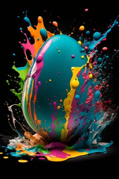 Easter egg splash of colors. Generative AI,