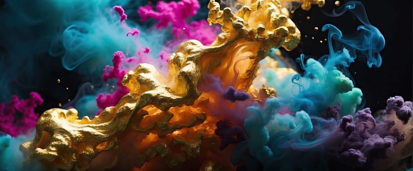 Clouds of colored smoke. AI generated
