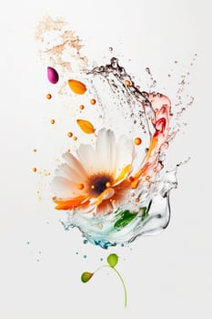 Flowers splash beautiful postcard or place for a subject. Generative AI,