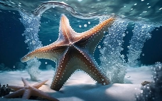 starfish on the beach in the sea. Generative AI,