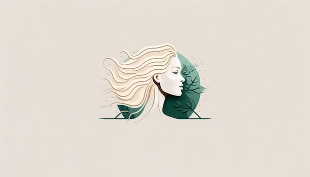 minimalist logo woman head silhouette. Generative AI,