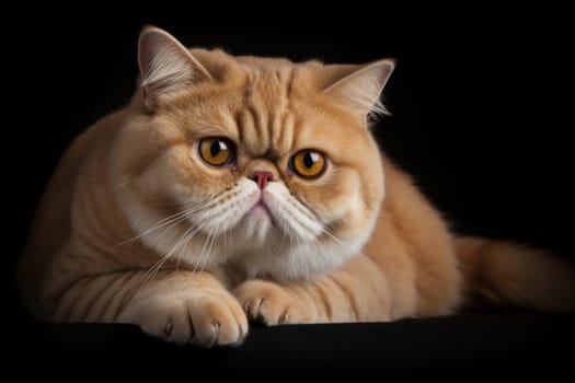 Portrait of a cute cat looking away. Exotic Shorthair cat breed.