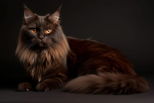 Portrait of a cute cat looking away. York Chocolate cat breed.