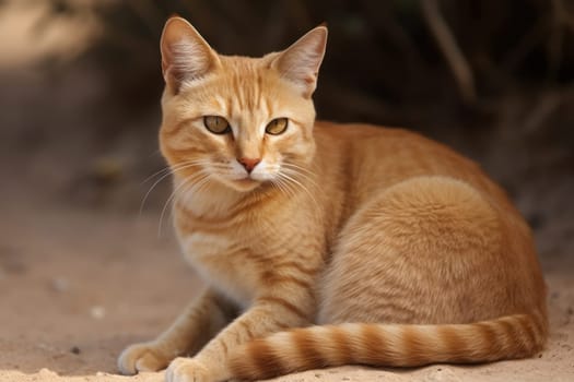 Portrait of a cute cat looking away. Canaani cat breed.
