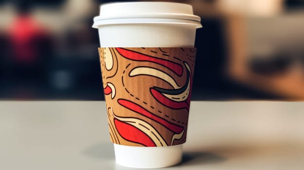 Sip sustainably, A paper cup filled with coffee promotes an eco friendly vibe, emphasizing the use of recyclable materials.