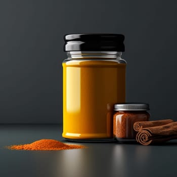 Transform your kitchen with vibrant turmeric in an exquisite glass bottle. Elevate your dishes with this flavorful and visually appealing spice.