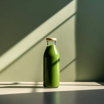 Immunity Boost, Vibrant green smoothie with kiwi, apple, and more fruits in a bottle. A nutritious blend for a healthy diet and fortified immunity