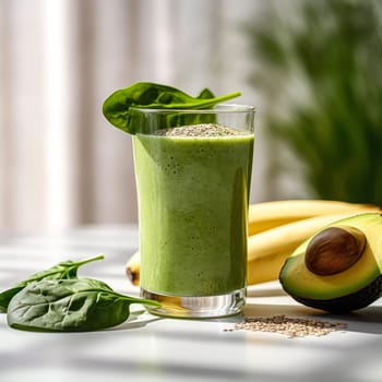 Revitalize with a glass of green smoothie, a blend of vegetables and fruits. Strengthen your immune system with this refreshing and healthy choice