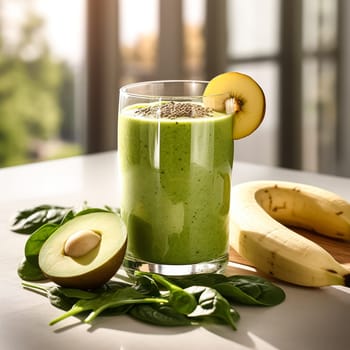 Revitalize with a glass of green smoothie, a blend of vegetables and fruits. Strengthen your immune system with this refreshing and healthy choice