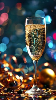 Festive sparkling wine Toast - new year eve background - generative AI