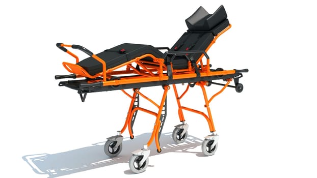 Stretcher Trolley medical equipment 3D rendering model on white background