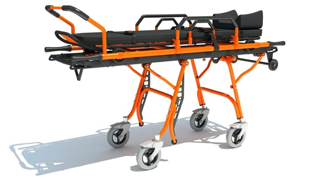 Stretcher Trolley medical equipment 3D rendering model on white background