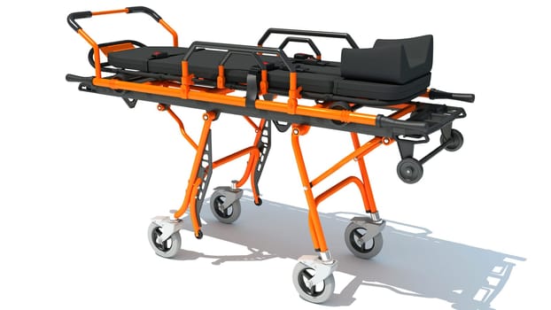 Stretcher Trolley medical equipment 3D rendering model on white background