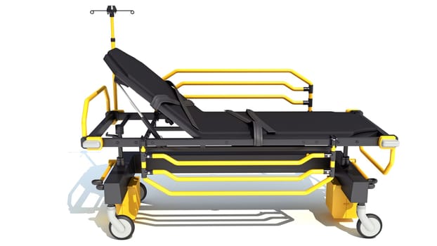 Stretcher Trolley medical equipment 3D rendering model on white background