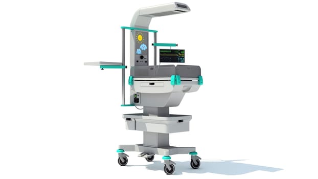 Anesthesia Respiratory Workstation Trolley medical equipment 3D rendering model on white background