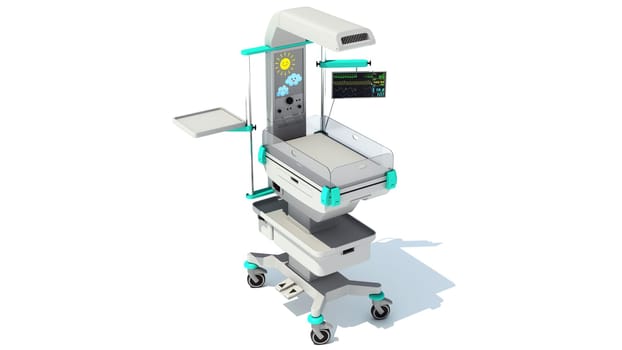 Anesthesia Respiratory Workstation Trolley medical equipment 3D rendering model on white background