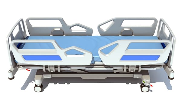Hospital Medical Bed 3D rendering model on white background