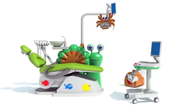 Dental Station for Kids 3D rendering model on white background