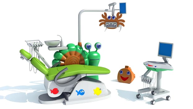 Dental Station for Kids 3D rendering model on white background