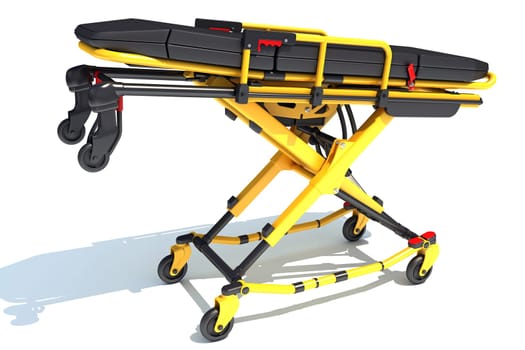 Stretcher Trolley medical equipment 3D rendering model on white background