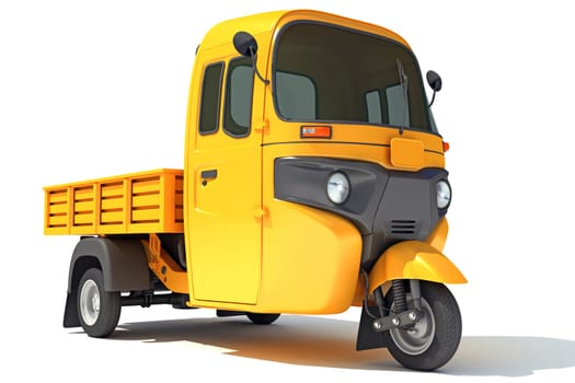 Mini Truck Pick Up Rickshaw 3D rendering model on white background