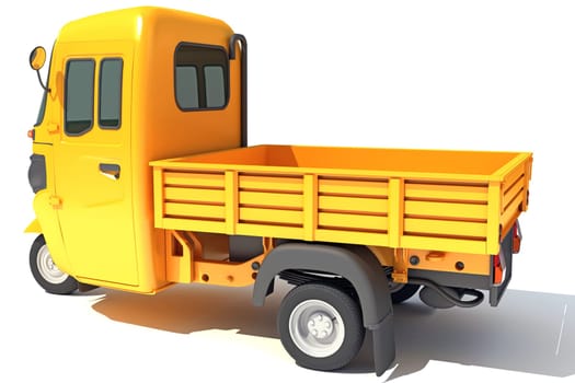 Mini Truck Pick Up Rickshaw 3D rendering model on white background