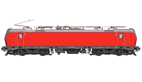 Locomotive train 3D rendering model on white background