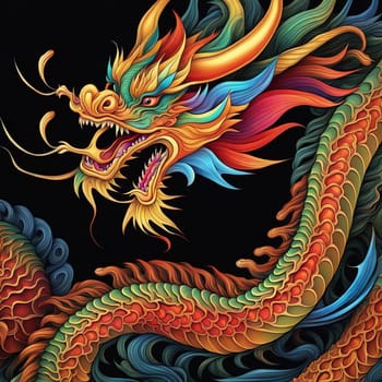 Intricate detailed illustration of a Chinese dragon. AI generated.