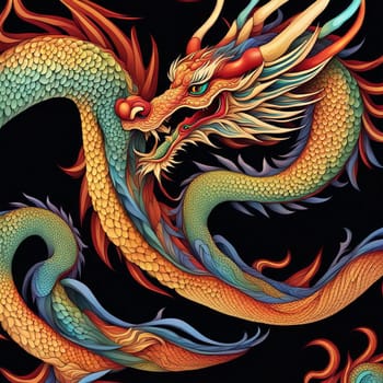 Intricate detailed illustration of a Chinese dragon. AI generated.