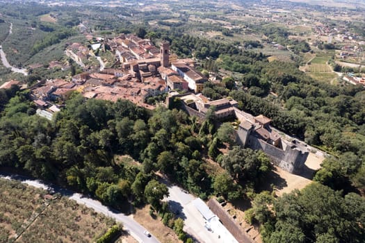 Aerial photographic documentation of the medieval town of Montecarlo in the province of Lucca, Tuscany 