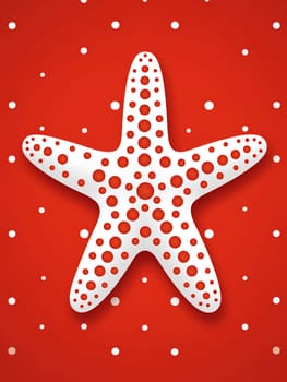 A white and red starfish on vibrant background - Generative AI